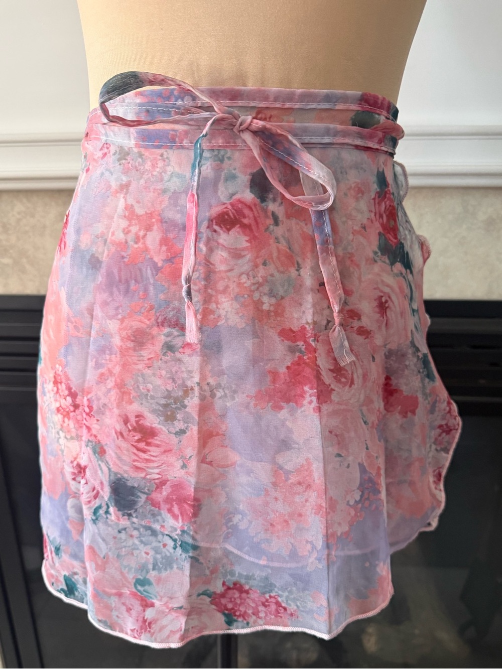 Capezio Floral Pink Wrap Ballet Skirt with Tie Waist S/P